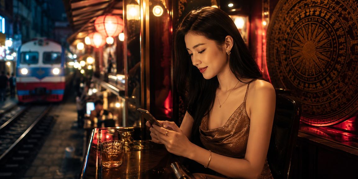 Người chơi slots tại Hà Nội trong không gian giải trí hiện đại, màn hình phát sáng